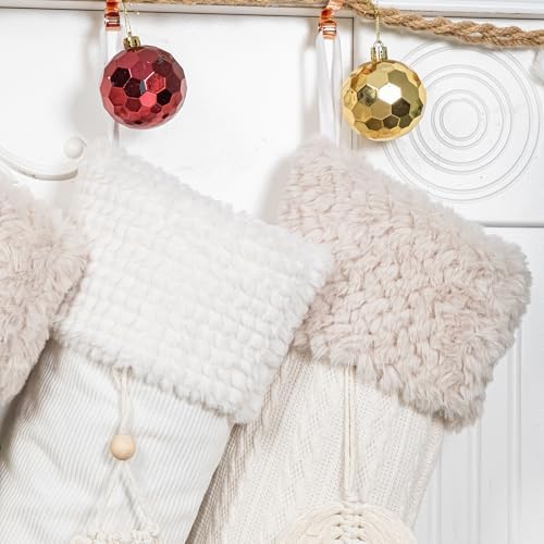 BHD BEAUTY Bohemian Style Christmas Stocking Set of 4 Tassel Xmas Stocking Boho Macrame Decorations Farmhouse Mantel Hanging Ornament for Xmas Holiday Party - Image 4
