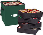 Christmas Ornament Storage Box, 4 Individual Trays Xmas Storage Container, Fits 64 Ornaments Decoration Balls, Constructed of Durable 600D Oxford Material (Green) by Primode