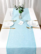 LuoluoHouse Burlap Table Runner Baby Blue Party Table Runners 2 Pack 13x84 Inch Farmhouse Spring Table Linen for Family Dining Ceremony Table Decoration - Image 4
