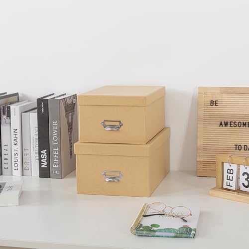Soul & Lane - Kraft Stacking Storage Boxes with Label Holders, Set of 2 - Image 3