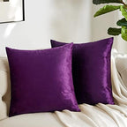 GIGIZAZA Purple Velvet Decorative Throw Pillow Covers Cushion Cover Set of 4 Luxury Pillow Cases for Sofa - Image 2