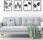 Black Metal Wall Art Frame Decor for Livingroom, 4PCS, Plant Themed, 17x12" - Image 2