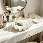 Marble White Stone Decorative Bowl, 10 Inch Modern Ruffled Wavy Tray Decor - Image 6