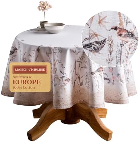 Maison d' Hermine Table Cloth Round Table Reusable 100% Cotton 63" Diameter by MaisondHermine