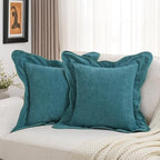 FUTEI Pack of 2 Chenille Throw Pillow Covers 22x22 Inch, Teal by FUTEI