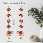Divyakosh Door Hangings for Home and Temple Decoration, Pooja Items, Red Lotus With Elephant Wall/Door Decor | 2 Pieces | 26 Inch - Image 3