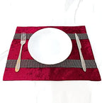 HeMiaor Christmas Placemats Set of 4 Silver Sequins Rhinestones Gorgeous Place Mats Velvet Decor for Kitchen Dinner Table Washable Burgundy - Image 3