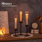 Hewory Black Hurricane Candle Holders: 12 PCS Tall Taper Candlestick Candle Holders Bulk for Candlesticks Candle Sticks Holder Decor for Table Centerpiece Wedding Party Christmas Decorations - Image 4
