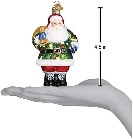 Old World Christmas Ornaments: Assortment of Santas Glass Blown Ornaments for Christmas Tree, Camo Santa - Image 5