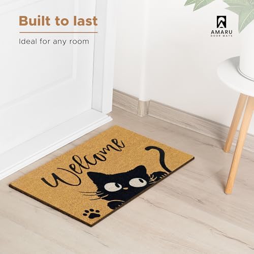 Coir Welcome Mat, Non-Slip, Welcome Cat, 17 x 29 in - Image 2