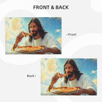 Jesus Eats Pizza Placemats Set of 6 Funny God Table Mats Christian Place Mats Decor Imitation Linen Heat Resistant Tablecloth for Dining Decoration Kitchen Party Restaurants 12''x18'' - Image 5
