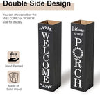 Glitzhome 30"H Wooden Rustic WELCOME Porch Sign, Boxed Double Sided Rustic Home Porch Sign for Front Porch Decor, Black - Image 5