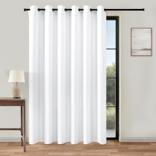KOUFALL Extra 84 Inch Wide White Curtains for Living Room, 84 Inches Long Room Darkening Semi Blackout Grommet Thermal Insulated Bedroom Curtains Drapes 84 Inch Length 1 Panel by KOUFALL