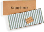 Solino Home 100% Pure Linen Table Runner, 14 x 90 in, Green, Amalfi Stripe - Image 5