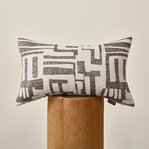 Lumbar Pillow Cushion Cover 20x12 Inch, Double-Sided Geometric Pattern Pillow Covers, Modern Designer Original Pillowcase for Sofa, Bed, Rattan Chair, Bedroom, Living Room(Brown) by AIBUHOME