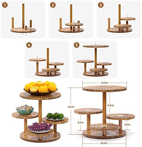 HURZMORO 4 Tier Cupcake Tower Stand for 50 Cupcakes,Wood Cake Stand with Tiered Tray Decor,Farmhouse Tiered Tray Decor,Cupcake Display for Birthday Graduation Baby Shower Tea Party (Albizia) - Image 3