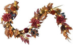 Thanksgiving Harvest Garland 6FT, Dahlia Pumpkin Pomegranate Berries Maple Leaves Grapevine with LED Lights, Fall Farmhouse Mantle Decor and Autumn Fireplace Table Centerpiece by Unknown