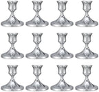 12 Pcs Silver Candle Holders, Silver Candlestick Holders Set for Table Centerpiece, Vintage Taper Candle Stand, Home Decor, Weddings, Festival and Dining Parties (Sliver) by Gloserin