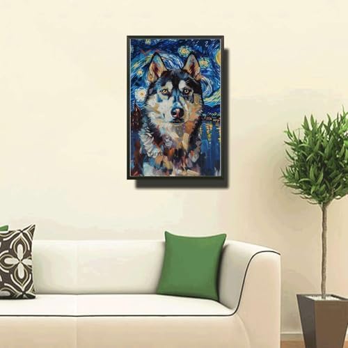 Metal Sign Vintage Tin Sign Husky Starry Night Husky Spirited Husky in Night for Home Tundra and Seasonal Celebrations Corrosion Resistant Aluminum 12×16 Inches with Metal Frame - Image 2