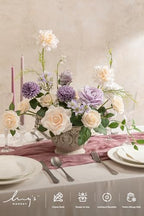 Ling's moment Fake Flowers Box, Lavender & Cream Deluxe Combo - Image 2