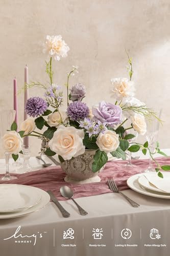 Ling's moment Fake Flowers Box, Lavender & Cream Deluxe Combo - Image 2