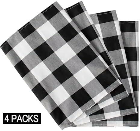 ShinyBeauty 4 Pack Checkered Table Runners - 108 Inch Black & White Christmas Plaid Farmhouse Runners for Dining Table,Picnic,Coffee (14x108 Inch) - Image 6