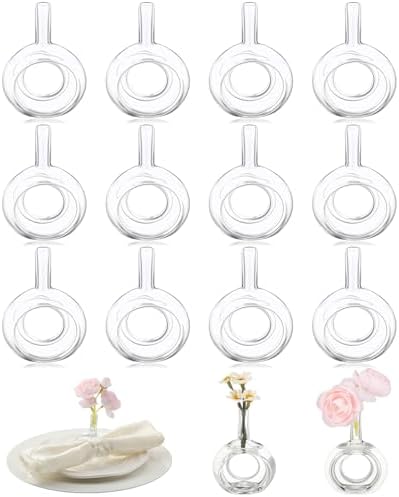 Honeydak 12 Pcs Glass Vases Napkin Rings Hand Blown Borosilicate by Honeydak