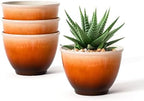 8 Inch Plant Pots, Glazed Plastic Indoor Planters with Drainage, 4 Pack by Vanslogreen