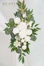 Artificial Wedding Arch Flowers Kit(Pack of 3),2Pcs Artificial Flower Arch Decor,1Pcs Sheer Drape for Wedding Ceremony Arbor for WeddingCeremony (Fairy White) - Image 4