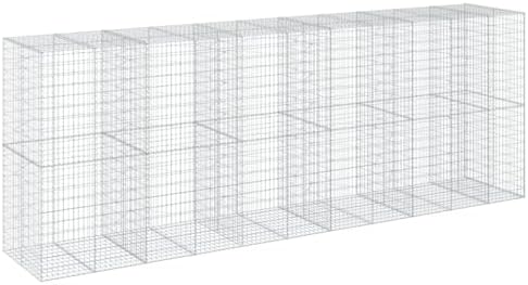 vidaXL Gabion Basket with Cover 550 x 100 x 200 cm in Galvanised Iron by vidaXL
