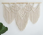 large macrame wall hanging - Boho Tapestry Macrame Wall Decor Art- Chic Bohemian Handmade Woven Tapestry Home Decoration for Bedroom Living Room Apartment Wedding Party - 43"x32" (Beige-fringe) by guzhiou
