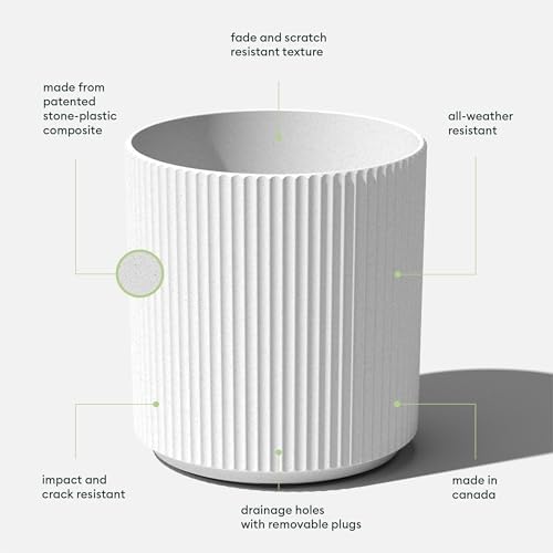 Veradek Demi Series Round Planter for Porch, Patio, Backyard | Durable Plastic-Stone Composite Material | Modern Décor for Tall Plants, Flowers - Image 2