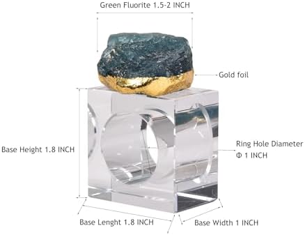 AMOYSTONE Green Fluorite Napkin Rings Glass Base Dining Table Decor - Image 7