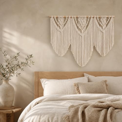 oiikain Large Macrame Wall Hanging, Boho Tapestry Wall Decor, 43 x 32 Inch - Image 6