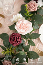 Ling's moment Flower Garland, 5FT Eucalyptus & Rose Dusty Rose & Cream - Image 4