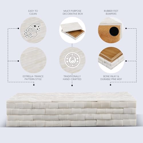 Handicrafts Home Large Decorative Storage Box 12x6– Coffee Table Organizer Box, Modern Home Décor Accent, Keepsake Memory Box, Jewelry Storage Box, Boho Decorative Box with Lid for Shelf, Mantle Decor - Image 2