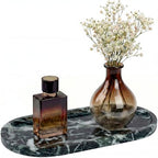 YKAJO Snowflake Green Oval Marble Tray, 11.8x5.9 Vanity Perfume Organizer by YKAJO