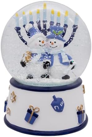 Kurt Adler 100MM Musical Wind-Up Hanukkah Snowman Water Globe by KurtSAdler