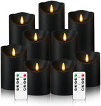 Nimiko Flameless Candles with Remote, Battery Operated Flickering Flameless Candles, LED Candles with Timer 2/4/6/8H, with Realistic LED Candles Set of 9 (D3 x H 3" 4" 5" 6" 7") (Black) by Nimiko