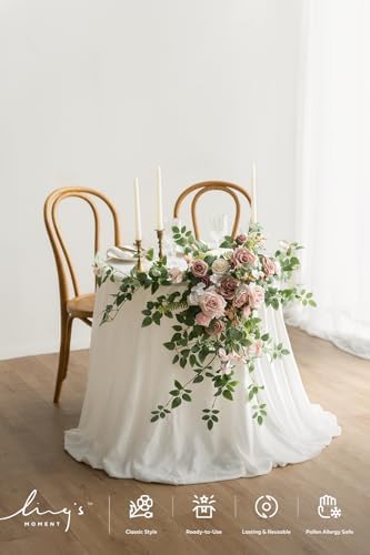 Ling's moment 2 Pack Dusty Rose Floral Garland Wedding Arch Flowers - Image 4