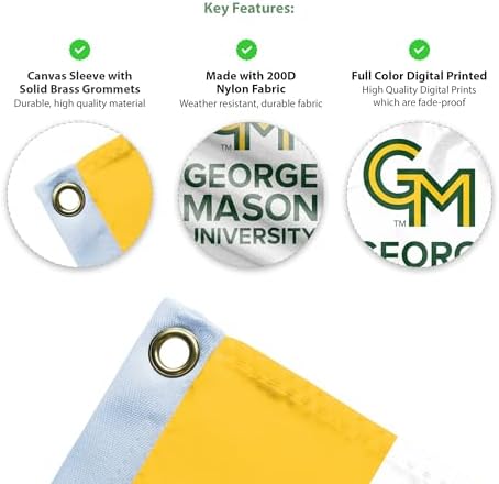 AGAS Large George Mason GMU University Patriots 4 x 6 Feet Flag Printed 200D Nylon with Brass Grommets 4 x 6 ft Stadium Flag - Image 5