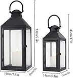 JHY DESIGN Set of 2 Black Decorative Lanterns 17.5inch&13.5inch Metal Candle Lanterns for Indoor Outdoor Events Paritie and Weddings Vintage Style Hanging Lantern - Image 2