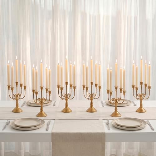 NUPTIO Candlestick Holders for Taper Candles: Gold Vintage Candelabra Bulk by Nuptio