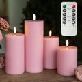 LUSHARBOR Flameless Candles, 4 Pack Battery Operated Candles with Remote, Real Wax LED Fake Candles with Timer Flickering for Christmas Wedding Home Party D3 H 5" 6" 7" 9" Pink by LUSHARBOR