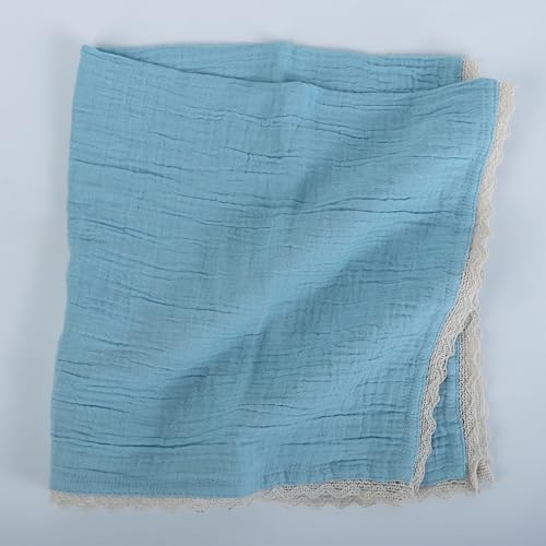 Lace Cloth Napkins, Cotton Gauze, Set of 12, 20x20 Inch,Aqua Marine - Image 6