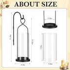 Set of 2 Black Wall Candle Sconces Decor Wall Candle Holder for Pillar Candles - Modern Metal Hurricane Lantern Decoration for Indoor Porch Fireplace Bathroom Living Room - Image 2