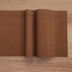 Solino Home 100% Linen Table Runner Brown, Classic Hemstitch 14 x 120 in - Image 3