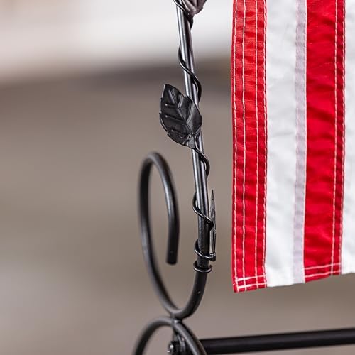 Evergreen Scroll American Garden Flag Stand Leaves Vine | Premium Metal Iron Flag Holder Stand | Fits 12x18 Garden Flags for Outside Deck Patio | Weatherproof Outdoor - Image 6