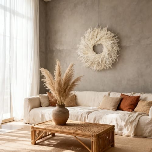 HipTree 28 Inch Spring Boho White Flocked Cypress Wreath Outdoor - Image 3