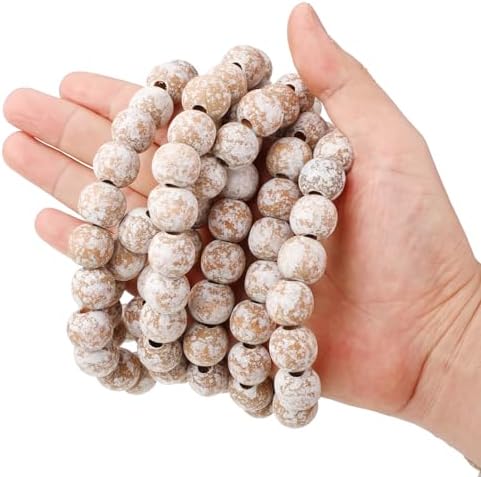 Fairysandy 39.3 ft Frosted Wooden Bead Garland Christmas Farmhouse Decor - Image 2